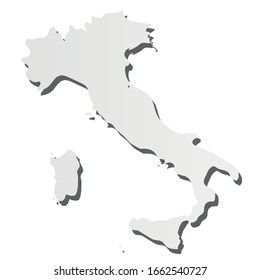 Italy - grey 3d-like silhouette map of country area with dropped shadow. Simple flat vector illustration.