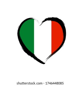 Italy grunge flag love brush. Love Italy heart stamp symbol vector icon