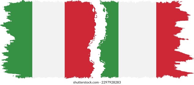 Italy and Italy grunge flags connection, vector