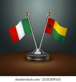 A tabela da Itália e Guiné-Bissau sinaliza a relação com o plano de fundo gradiente. Ilustração de vetor