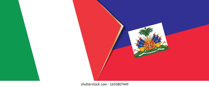 Italy and Haiti flags, two vector flags symbol of relationship or confrontation.