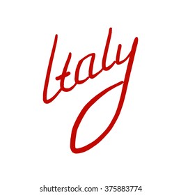 Italy hand drawn text. Lettering word