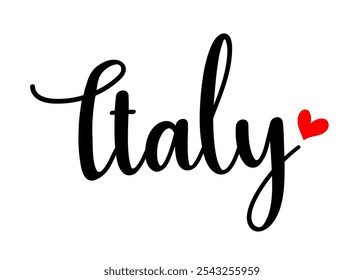 Italia dibujado a mano letras de caligrafía de Vector. Elemento de diseño para tarjetas, Anuncios, volantes, estampados de camisetas aislados sobre fondo blanco.