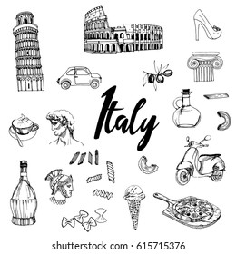 Italy. Hand Drawn Vector Set