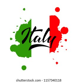 Italy hand lettering illustration. Name of country. Modern brush calligraphy. Isolated on white background. EPS 10