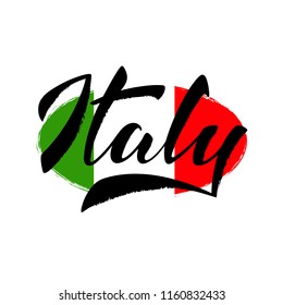 Italy hand lettering illustration. Name of country. Modern brush calligraphy. Isolated on white background. EPS 10