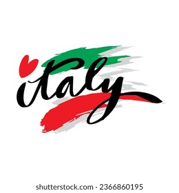Italy hand lettering with Italian flag