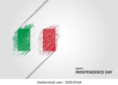 Italy Happy independence day scribble flag. Hand drawn Country flag on Gray crumbled paper. vintage background wallpaper vector illustration.