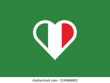 Italy heart shape love symbol national flag country emblem