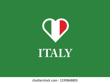 Italy heart shape love symbol national flag country emblem