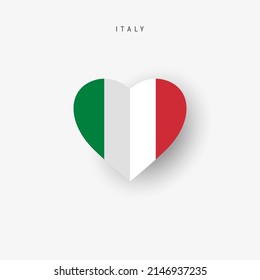 Italy heart shaped flag. Origami paper cut Italian national banner. 3D vector illustration isolated on white with soft shadow.