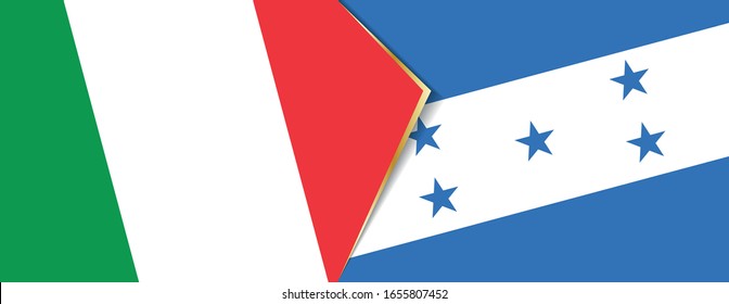 Italy and Honduras flags, two vector flags symbol of relationship or confrontation.