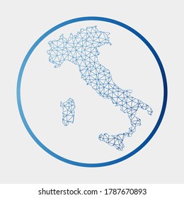 Italy icon. Network map of the country. Round Italy sign with gradient ring. Technology, internet, network, telecommunication concept. Vector illustration.