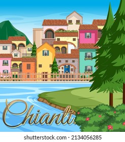 Italy iconic tourism attraction building background illustration