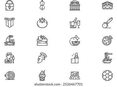 Italy icons collection is a vector illustration with editable stroke.