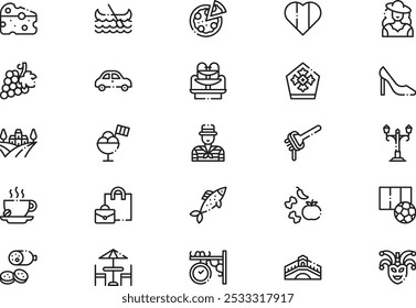 Italy icons collection is a vector illustration with editable stroke.