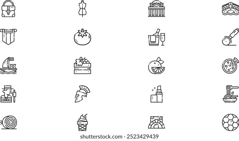 Italy icons High-Quality Vector Icons Collection with Editable Stroke. Ideal for Professional and Creative Projects.