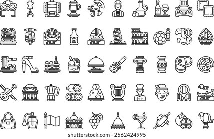 Italy icons High-Quality Vector Icons Collection with Editable Stroke. Ideal for Professional and Creative Projects.