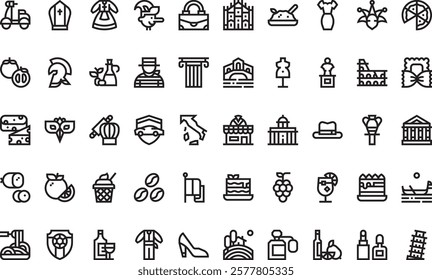 Italy icons High-Quality Vector Icons Collection with Editable Stroke. Ideal for Professional and Creative Projects.