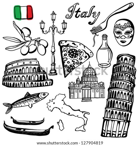 Italy Illustration Stock Vector (Royalty Free) 127904819 - Shutterstock