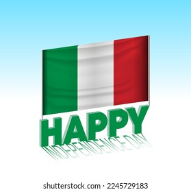 Italy independence day. Simple Italy flag and billboard in the sky. 3d lettering template. Ready special day design message.