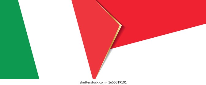 Banderas de Italia e Indonesia, dos banderas vectoriales símbolo de relación o confrontación.
