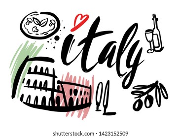 Italy ink sketch for design or postcard