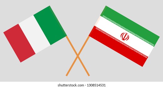 Italy and Iran. The IItalian and Iranian flags. Official colors. Correct proportion. Vector illustration