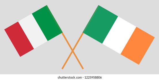 Italy and Ireland. The Italian and Irish flags. Official colors. Correct proportion. Vector illustration