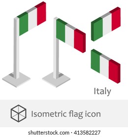 Italy isometric flag icon 