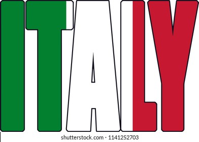 Italy Italian Country Flag Text Font Work Shaped Illustration
