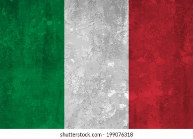 Italy, italian flag on concrete textured background