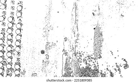 Italy, Jesolo. Beach, top view. Lido di Jesolo, is the beach area of the city of Jesolo in the province of Venice. Doodle sketch style. Aerial view
