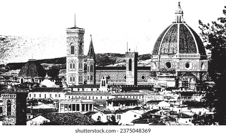 Italy, La Cattedrale di Santa Maria del Fiore in Florence. The Brunelleschi Dome. The Opera del Duomo of Florence. Stunning most famous architecture in the world. svg