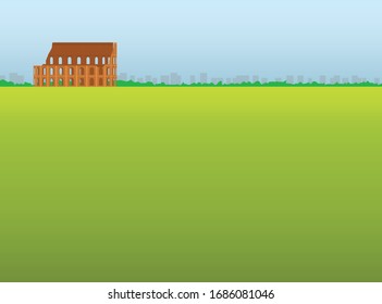 Italien Landschaftskolosseum Fields Vektorillustration Illustration Hintergrund