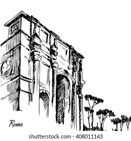 Italy landscape, drawing