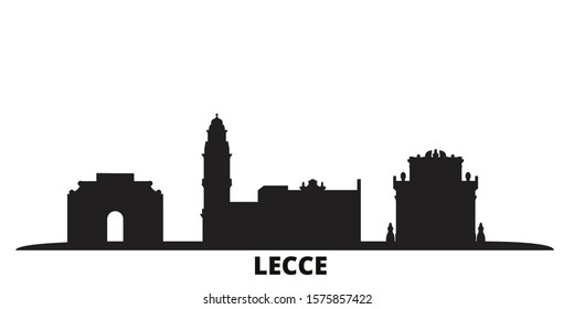 Italy, Lecce city skyline isolated vector illustration. Italy, Lecce travel black cityscape