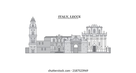 Italy, Lecce City Skyline Isolated Vector Illustration, Icons