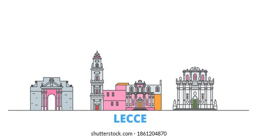 Italy, Lecce line cityscape, flat vector. Travel city landmark, outline illustration, line world icons