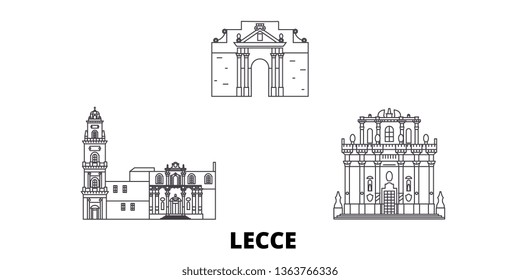 Italy, Lecce line travel skyline set. Italy, Lecce outline city vector illustration, symbol, travel sights, landmarks.