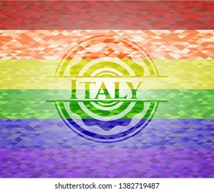 Italy lgbt colors emblem. Vector Illustration. Mosaic.
