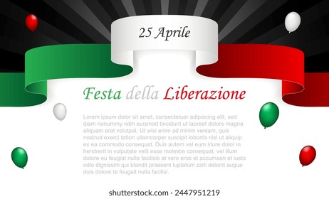 Italy Liberation Day celebrate on April 25, vector illustration, inscription in Italian