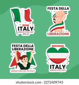 Italy Liberation Day Label Flat Cartoon Hand Drawn Templates Background Illustration