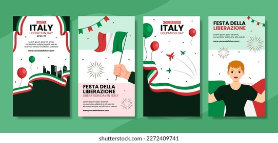 Italy Liberation Day Social Media Stories Cartoon Hand Drawn Templates Background Illustration