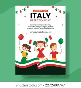 Italy Liberation Day Vertical Poster Cartoon Hand Drawn Templates Background Illustration