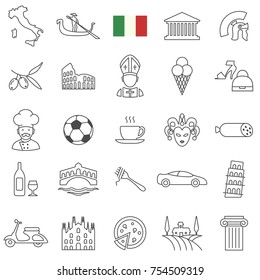 Italy line icon set.Vector