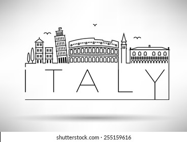 Italy Line Silhouette Typographic Design