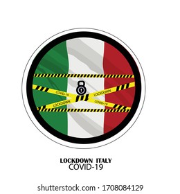 Italy lockdown preventing coronavirus spread or outbreak, Lockdown Creativity Design Vector, Lockdown Coronavirus Creativity design Vector,Covid 19 Lockdown,