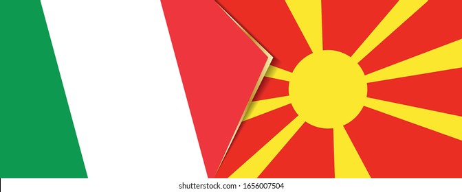 Italy and Macedonia flags, two vector flags symbol of relationship or confrontation.