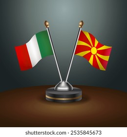 A tabela Itália e Macedônia sinaliza a relação com o plano de fundo gradiente. Ilustração de vetor